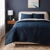 Full/Queen Washed Cotton Sateen Comforter and Sham Set Dark Navy - Threshold