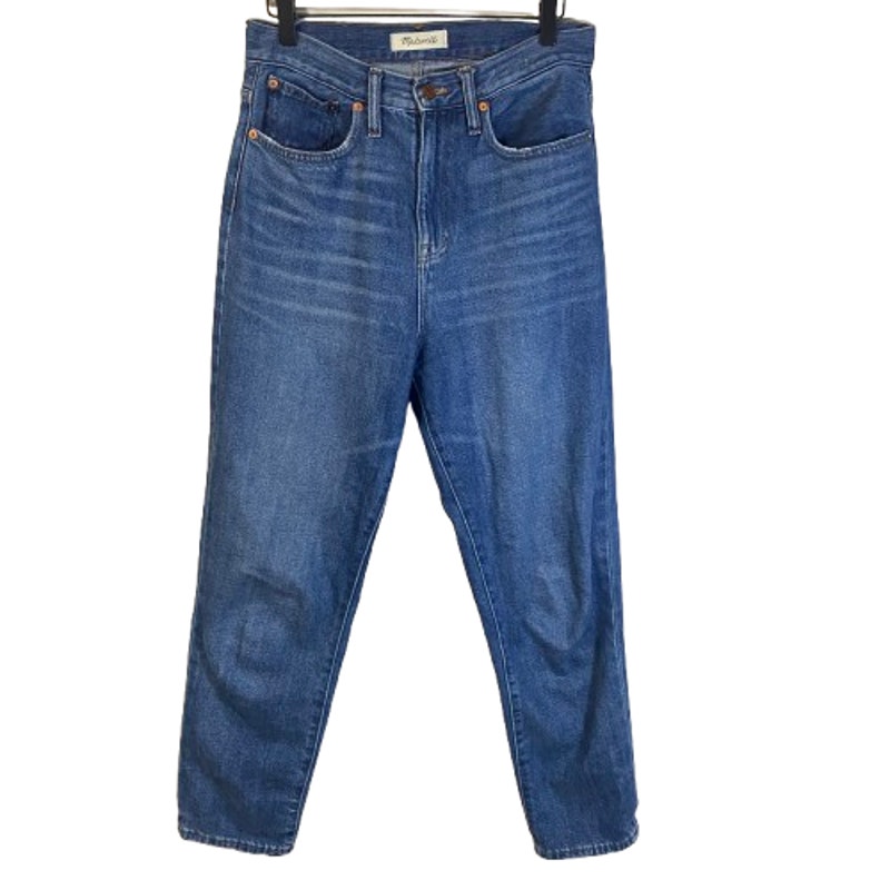 Madewell The Momjean in Downey Wash Medium Wash Denim Lightly Distressed Sz 26