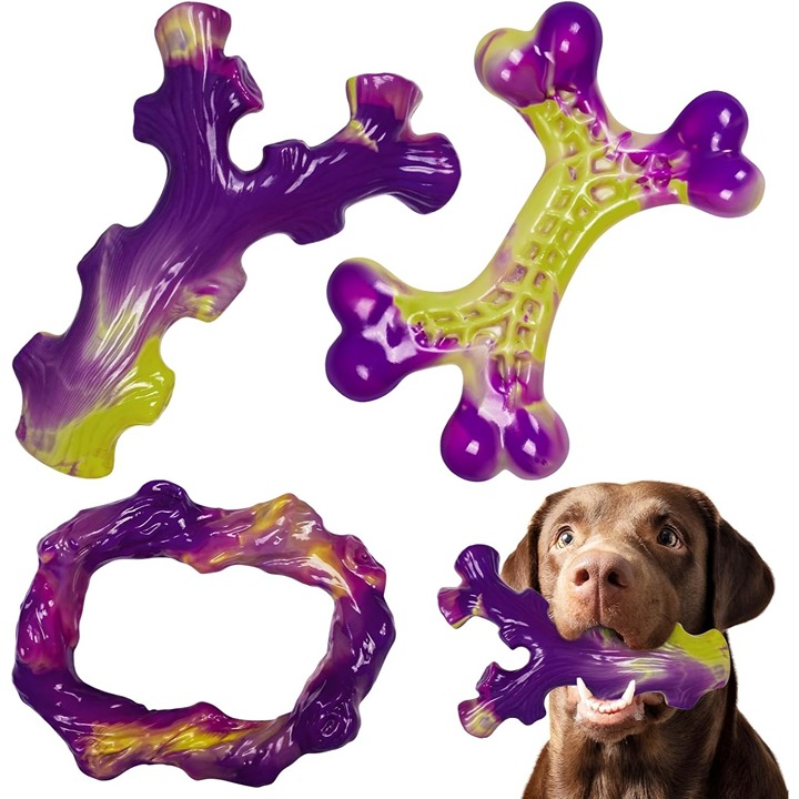 Tough Dog Toys for Aggressive Chewers 3-Pack Indestructible Bacon-Flavored