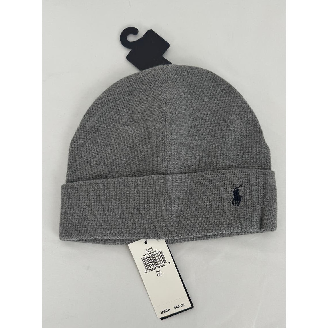 Polo Ralph Lauren Grey Cotton Beanie Hat One Size New Winter Skullie Toboggan