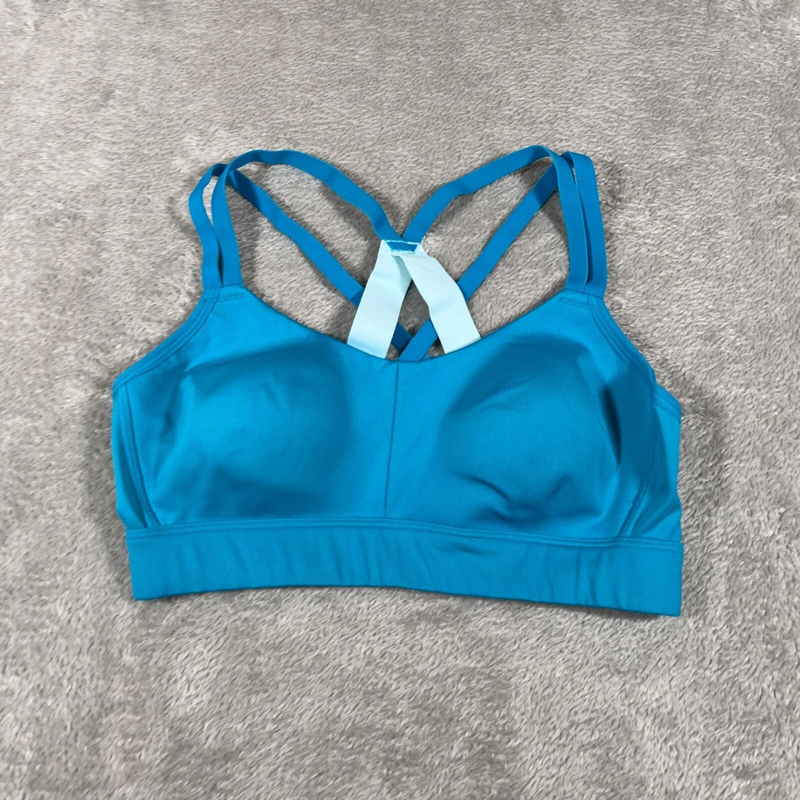 Under Armour Sports Bra Womens Size Small Blue Medium Impact Criss Cross Back