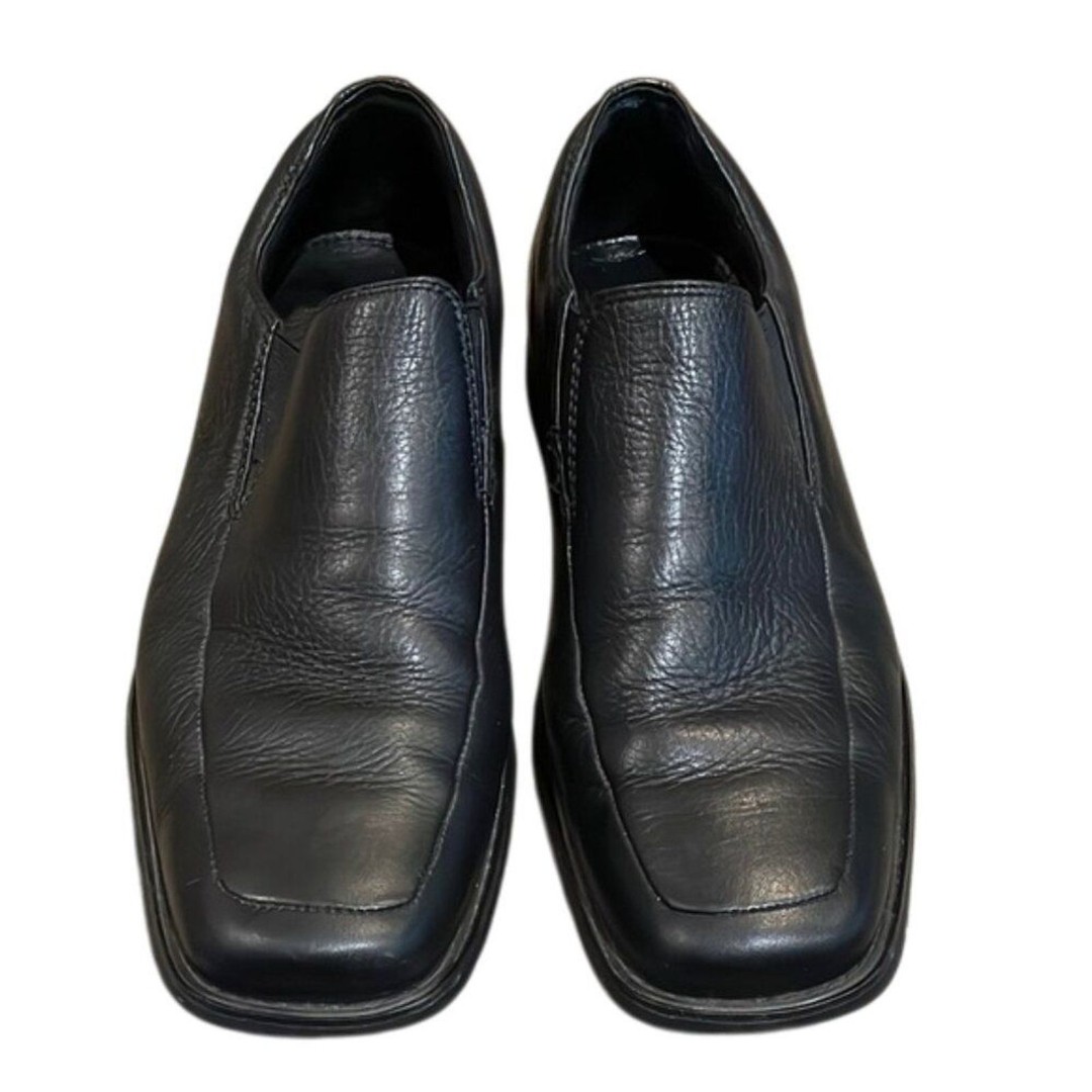 GBX Black Leather Slip-on Loafer Shoes Mens Size 9.5M Square Toe Career