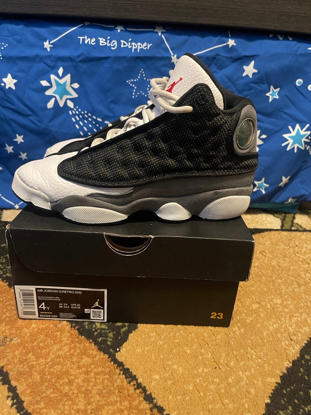 Jordan 13 black flint boys size 4