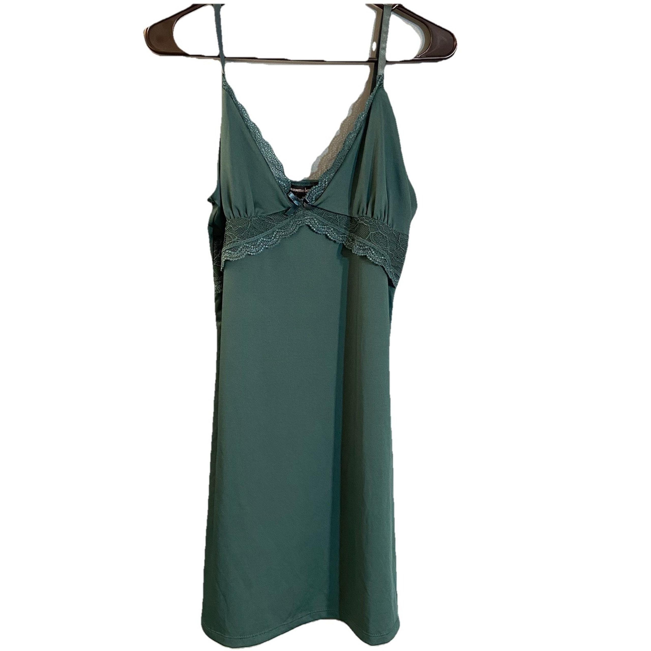 Nanette Lepore Women's Size Medium Green Sweetheart Lace Nightgown Slip Y2K