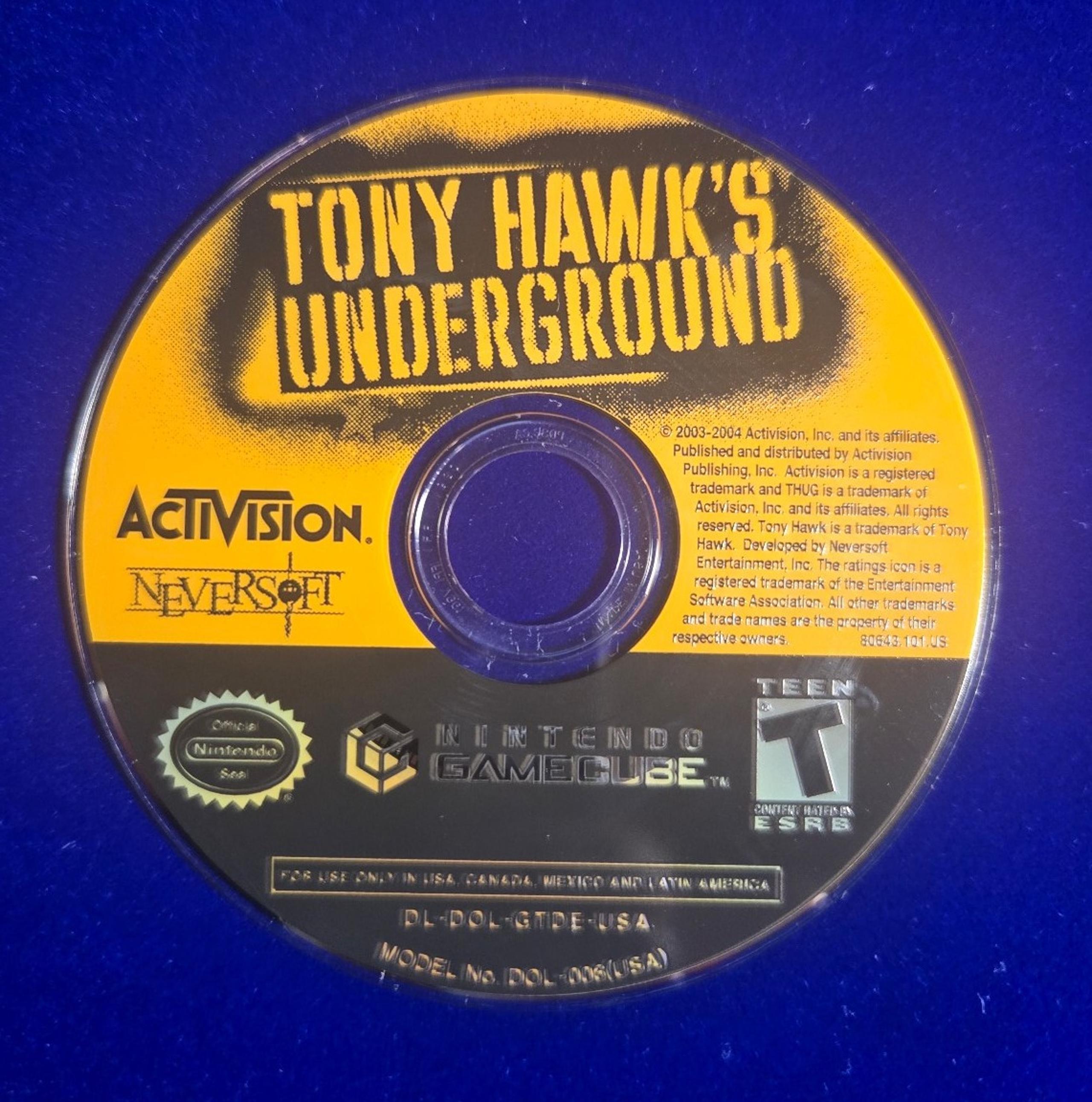 Tony Hawks Underground Nintendo Gamecube Disc Only used