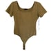 Elle Grey Piper Scoot Olive Green Fitted Short Sleeve Bodysuit Size Large