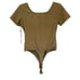 Elle Grey Piper Scoot Olive Green Fitted Short Sleeve Bodysuit Size Large