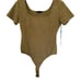 Elle Grey Piper Scoot Olive Green Fitted Short Sleeve Bodysuit Size Large