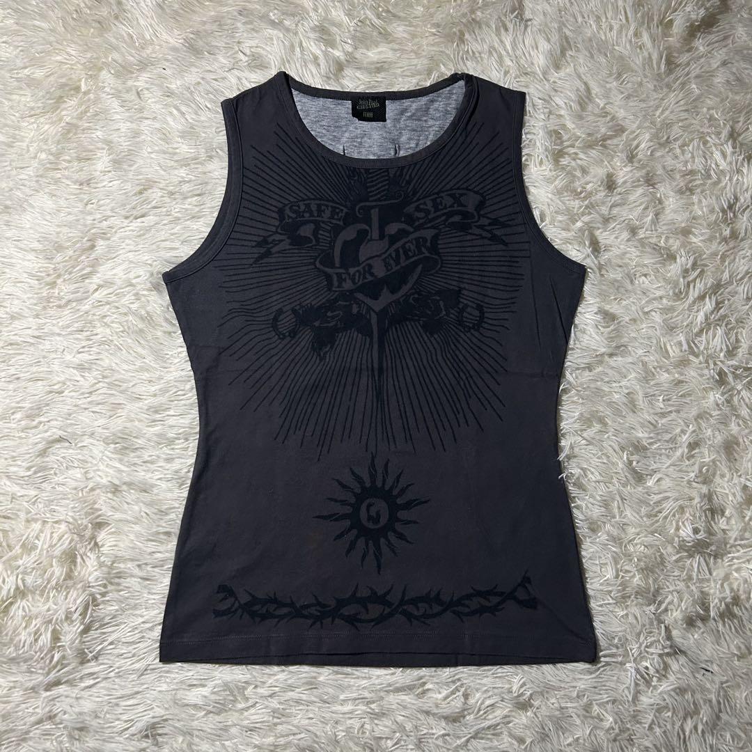 00s ARCHIVE Heart & Dragon Print Tank Top Tattoo Skin Tank Tops