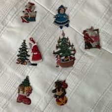 German Christmas ornaments hand painted on pewter.