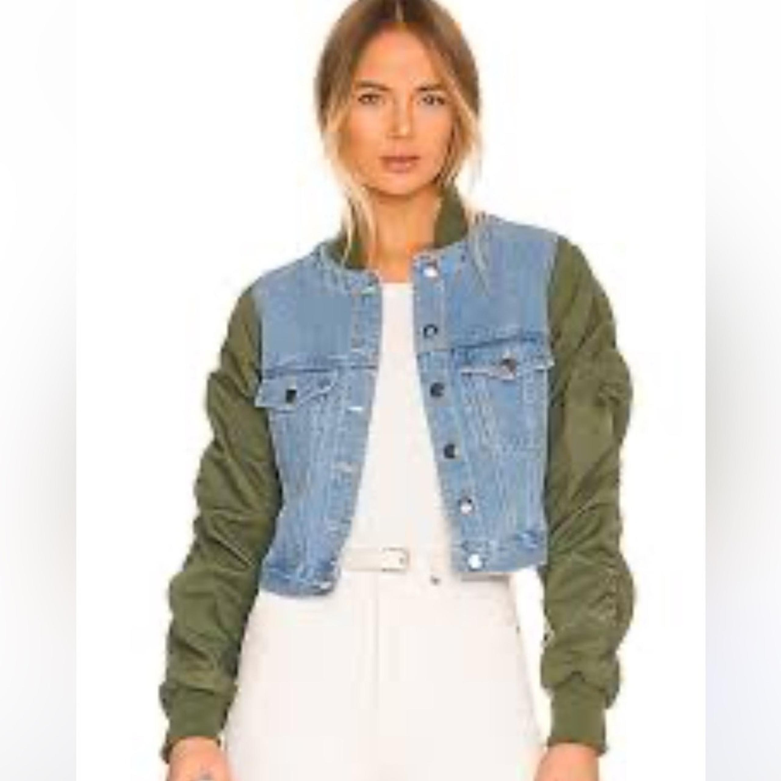 VERONICA BEARD Emelia denim-paneled bomber jacket Sz Large