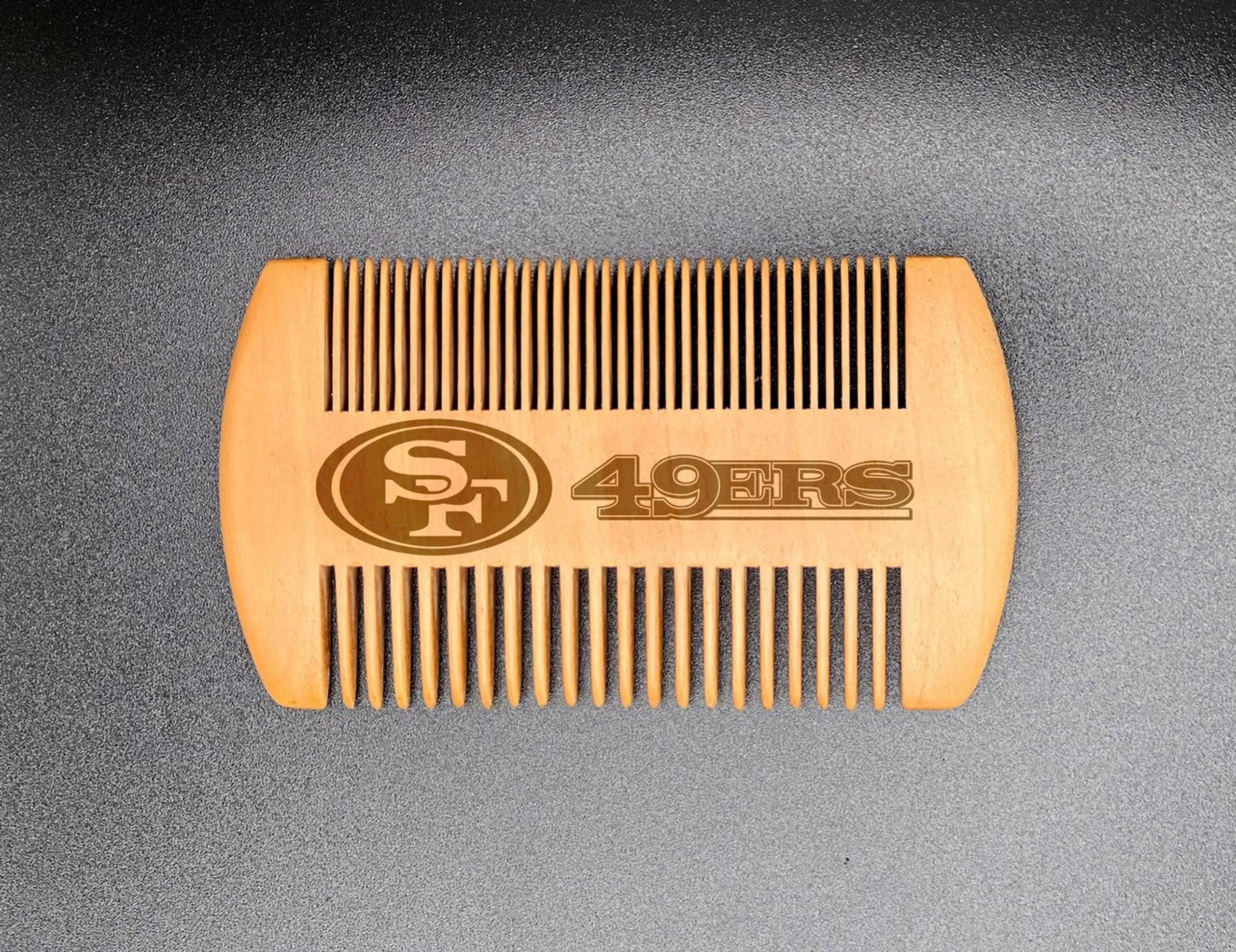 49ers laser engraved wood beard comb