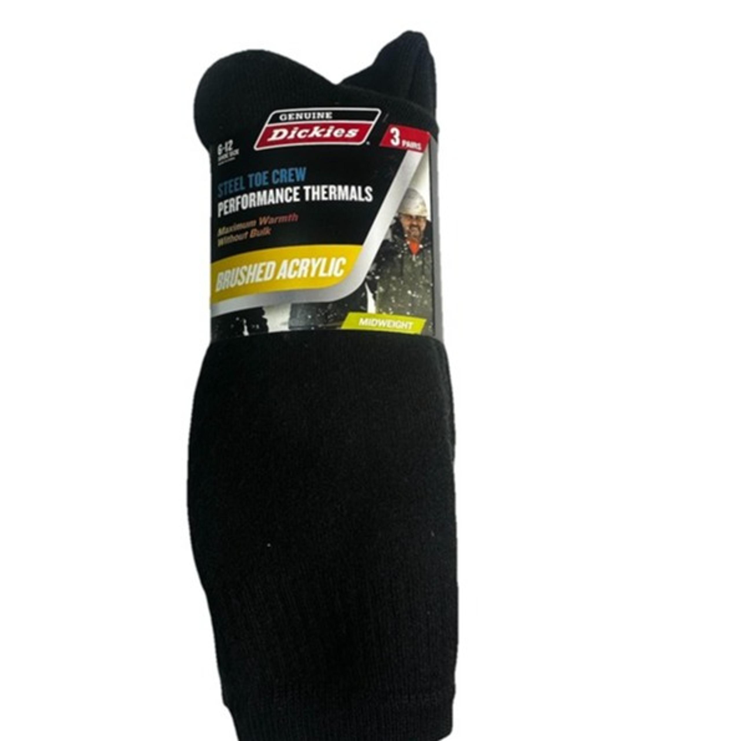 New Dickies Brushed Acrylic Soft Thermal Thick Crew Socks-Black- Shoe Sz 6-12