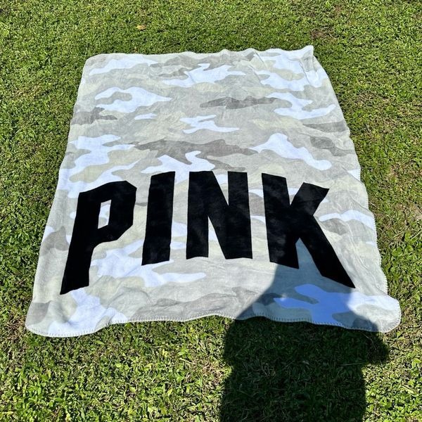 Victoria’s Secret Pink Gray Camo Patterned Blanket