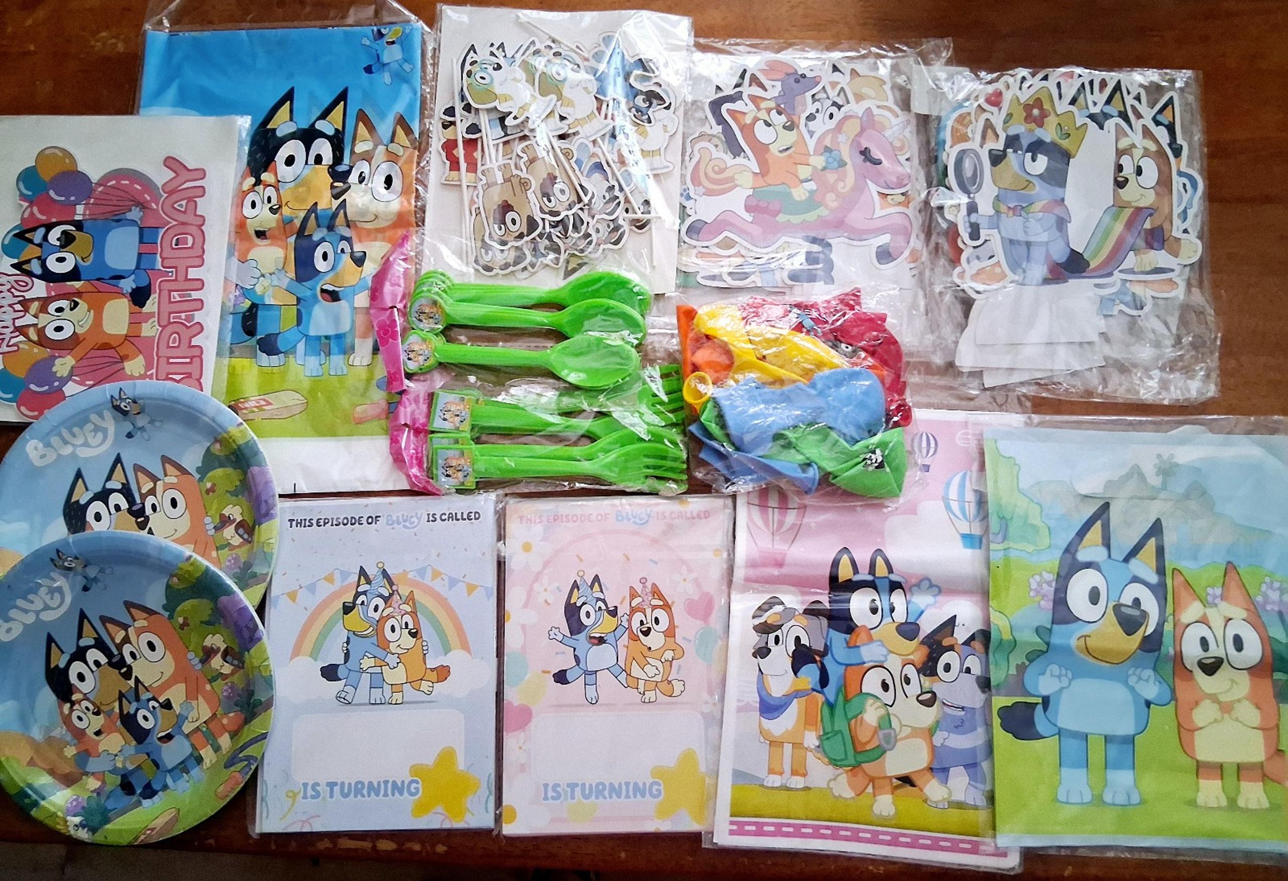 Happy Birthday Bluey & Friends Birthday Party Decoration Supplies. Includes