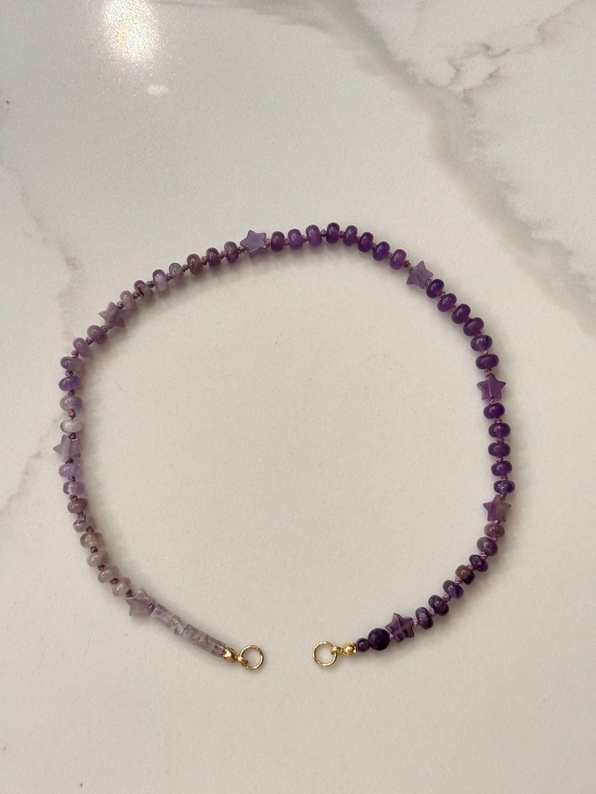 Hand Knotted Silk Amethyst Necklace