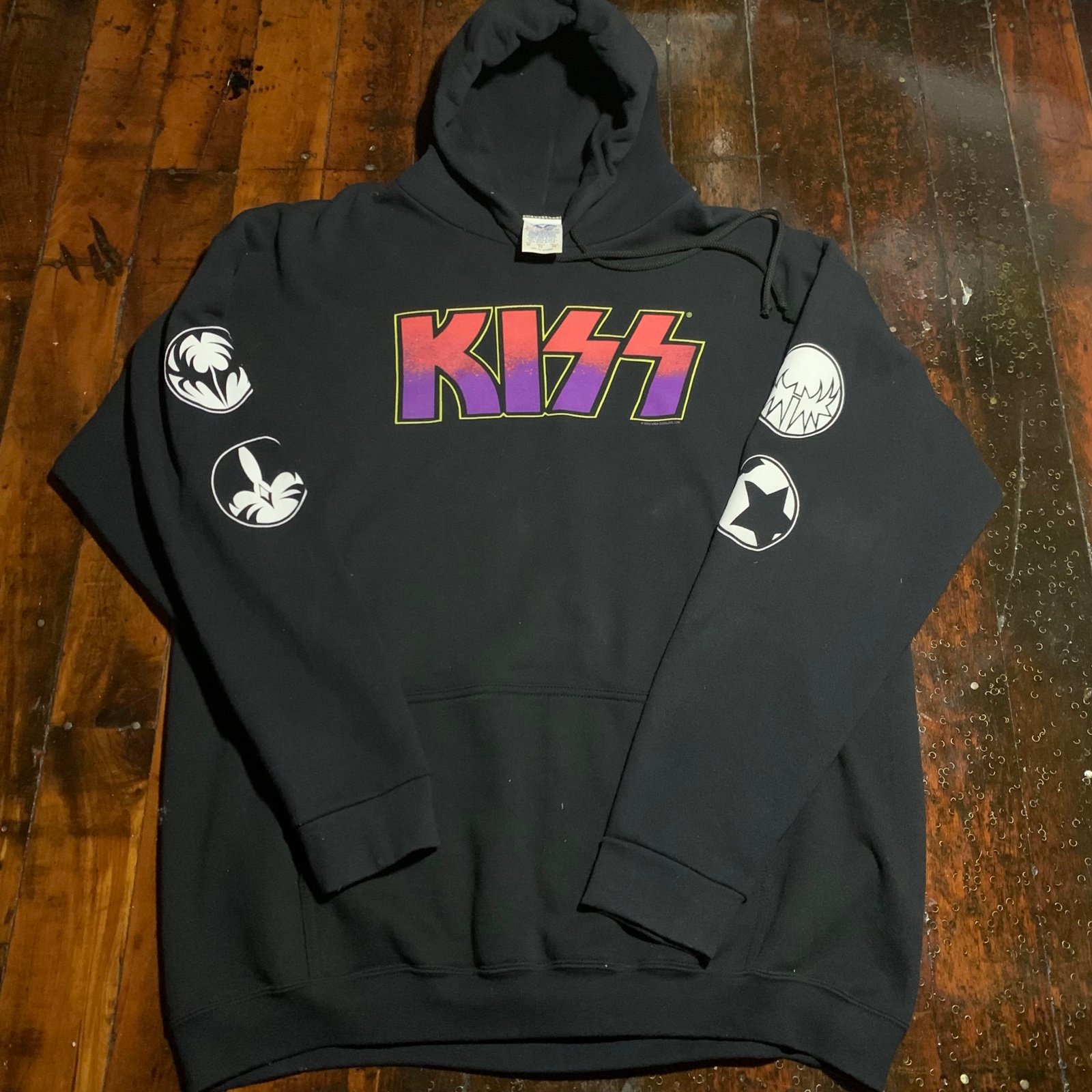 Kiss Sweater Men’s XL Black Pullover Vintage Y2K 2002 Sleeve Logos