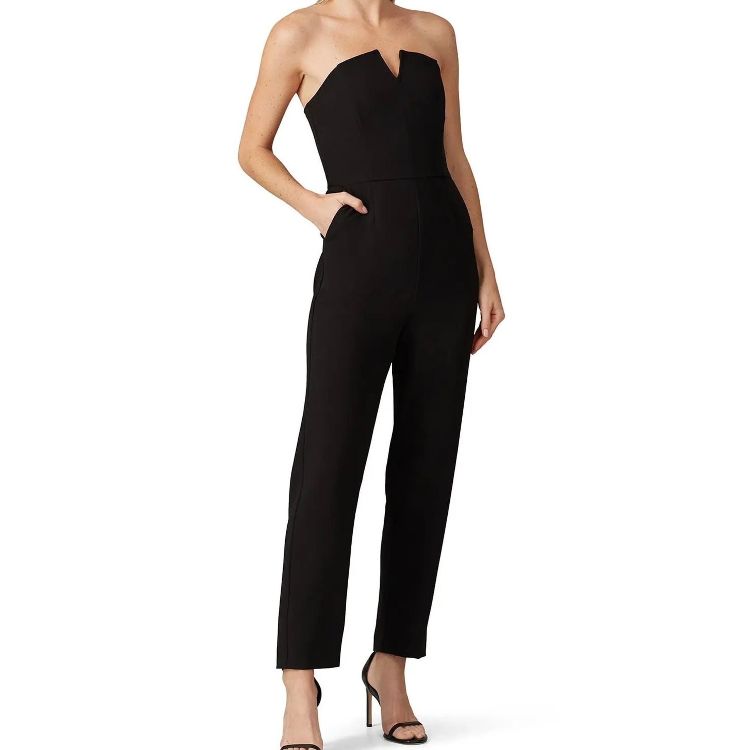 cupcakes and cashmere Jessalyn Jumpsuit Black Sleeveless Pockets Womens 8