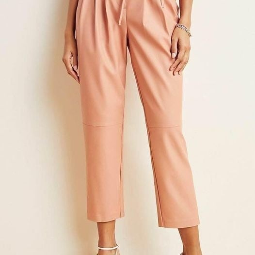Blank NYC Anthropologie Faux Leather Pleated Tapered Belted Pants Sz 28- NWT