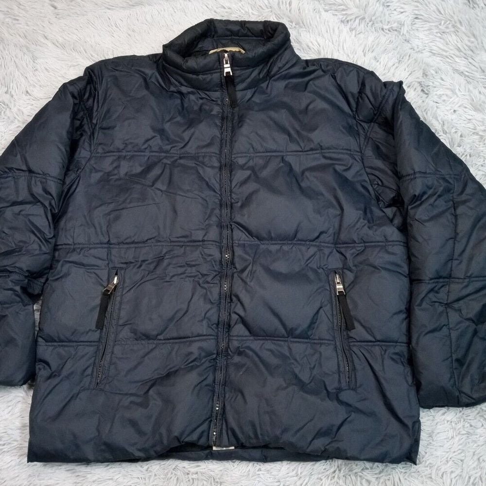 Steve & Barry's Jacket Mens L Blue Double Down Insulated Zip Up Pockets Warm