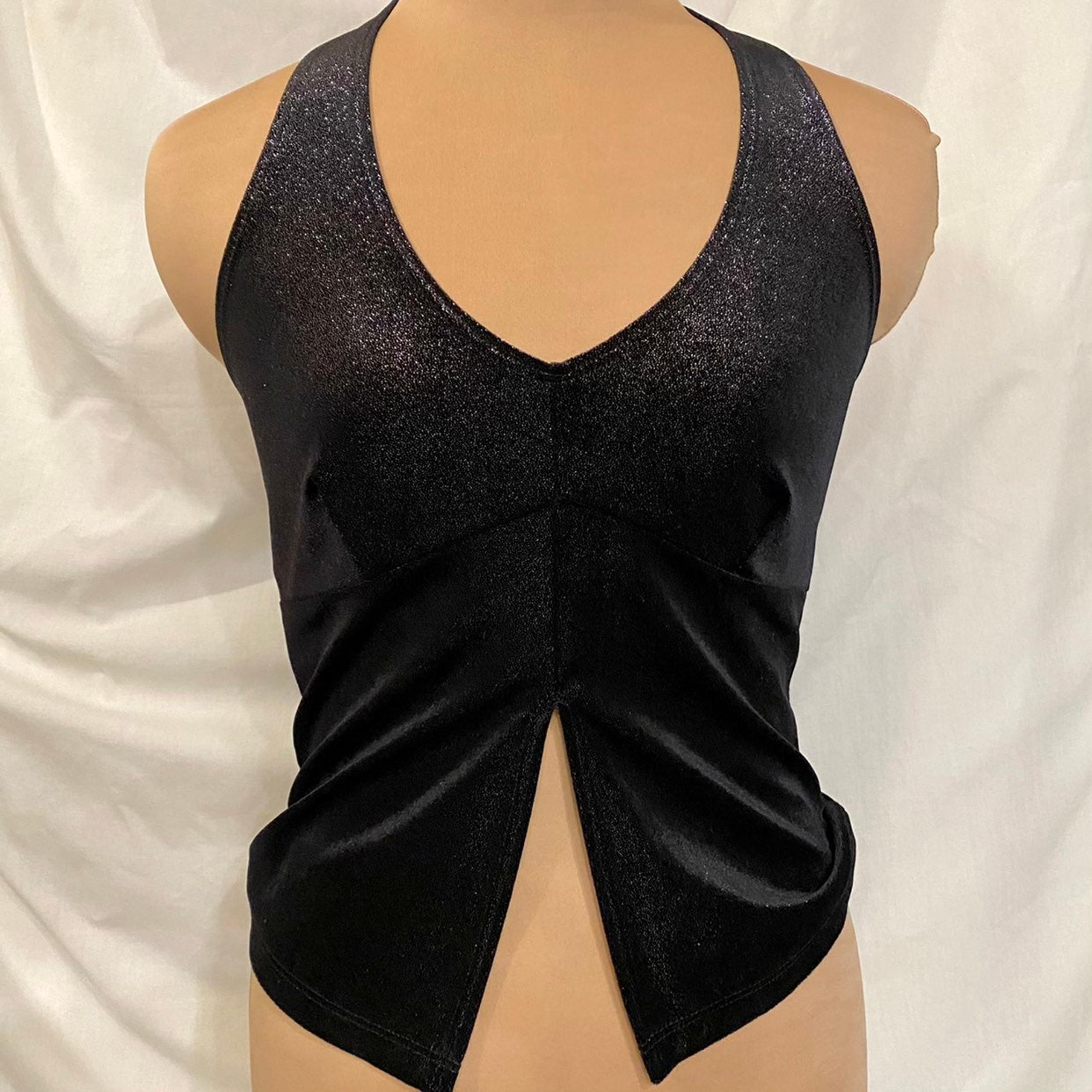 Charlotte Russe - Black Shimmer Halter Top, Medium
