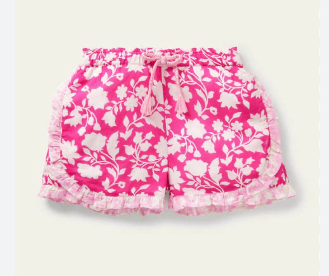 NWT Boden Hotchpotch Frill Shorts, Very Berry Silouette Paisley in Pink 6