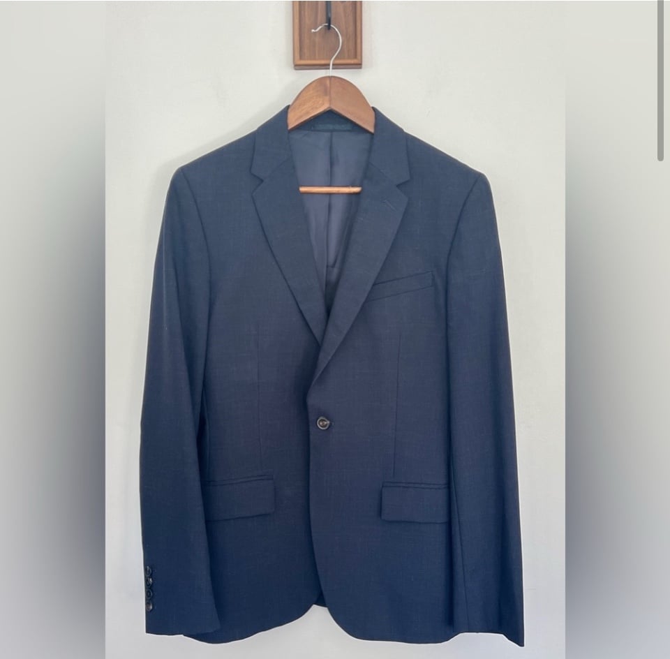 EUC Reiss Mens Blazer Size 36 ATTILA B One Button Navy Blue Wool Mohair Suit