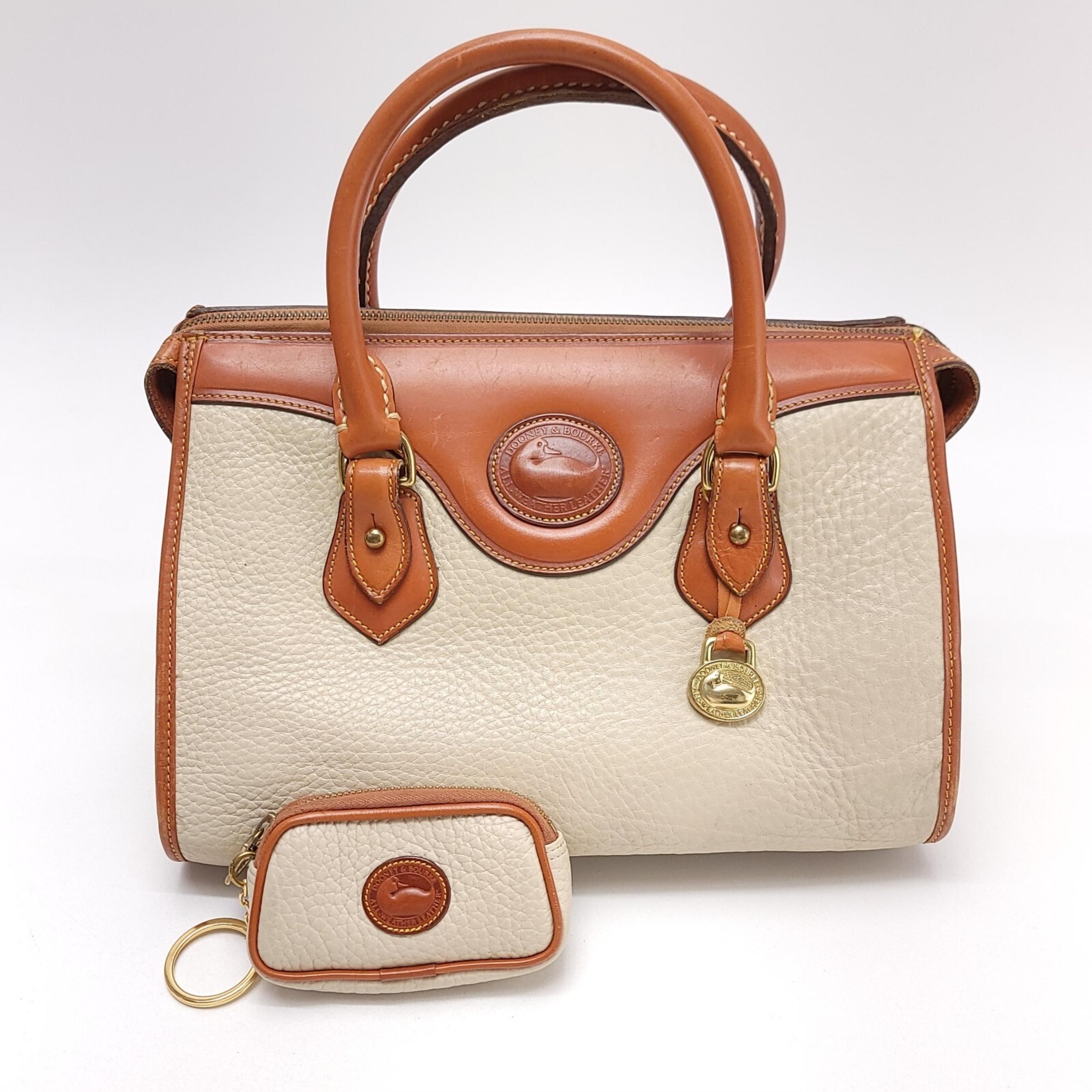 Vintage Dooney & Bourke Cream Beige Purse Handbag Zip Key Fob Caddy Bundle
