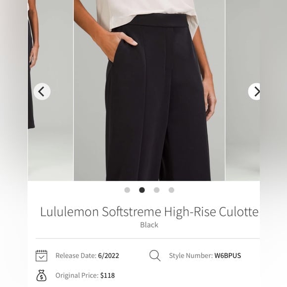 Lululemon Softstreme High-Rise Culotte Black size 4 new 2024 no tag casual pants