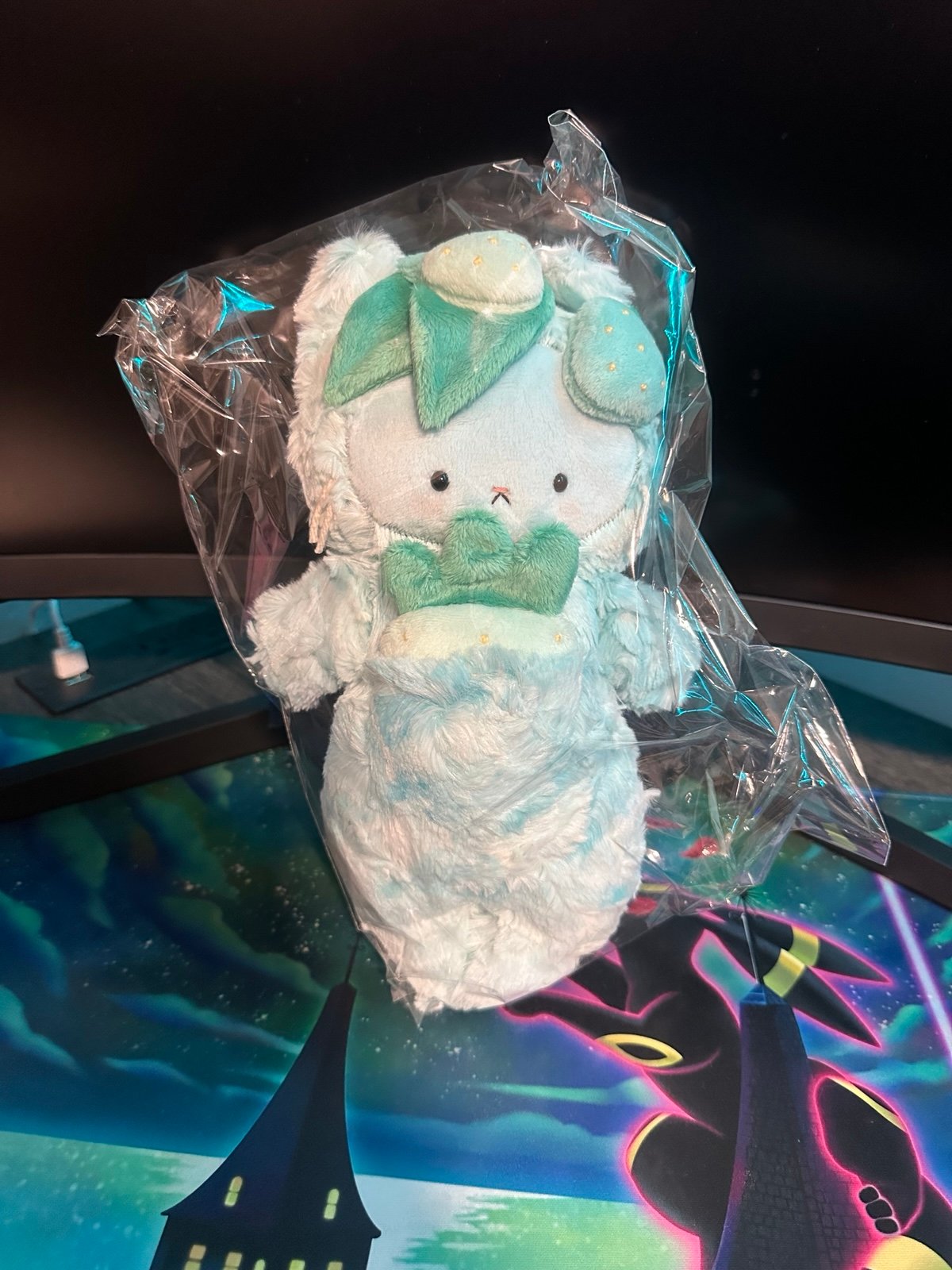 ThatsSewPeachy Blue Strawberry Kitty Handmade Plush Stuffed Animal