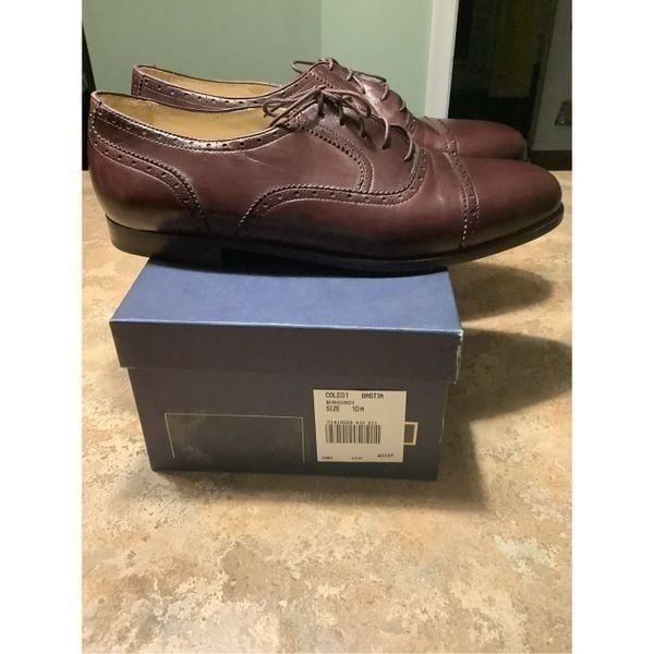 Cole Haan BRAGANO Oxford wingtip burgandy Leather Dress Shoes mens 10 M