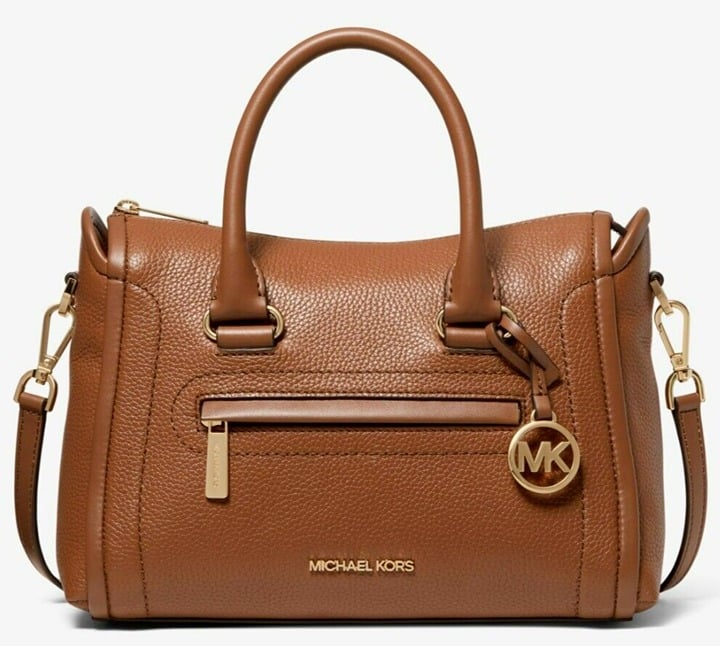 MICHAEL KORS CARINE MEDIUM LUGGAGE BROWN LEATHER CROSSBODY SATCHEL BAG NWT