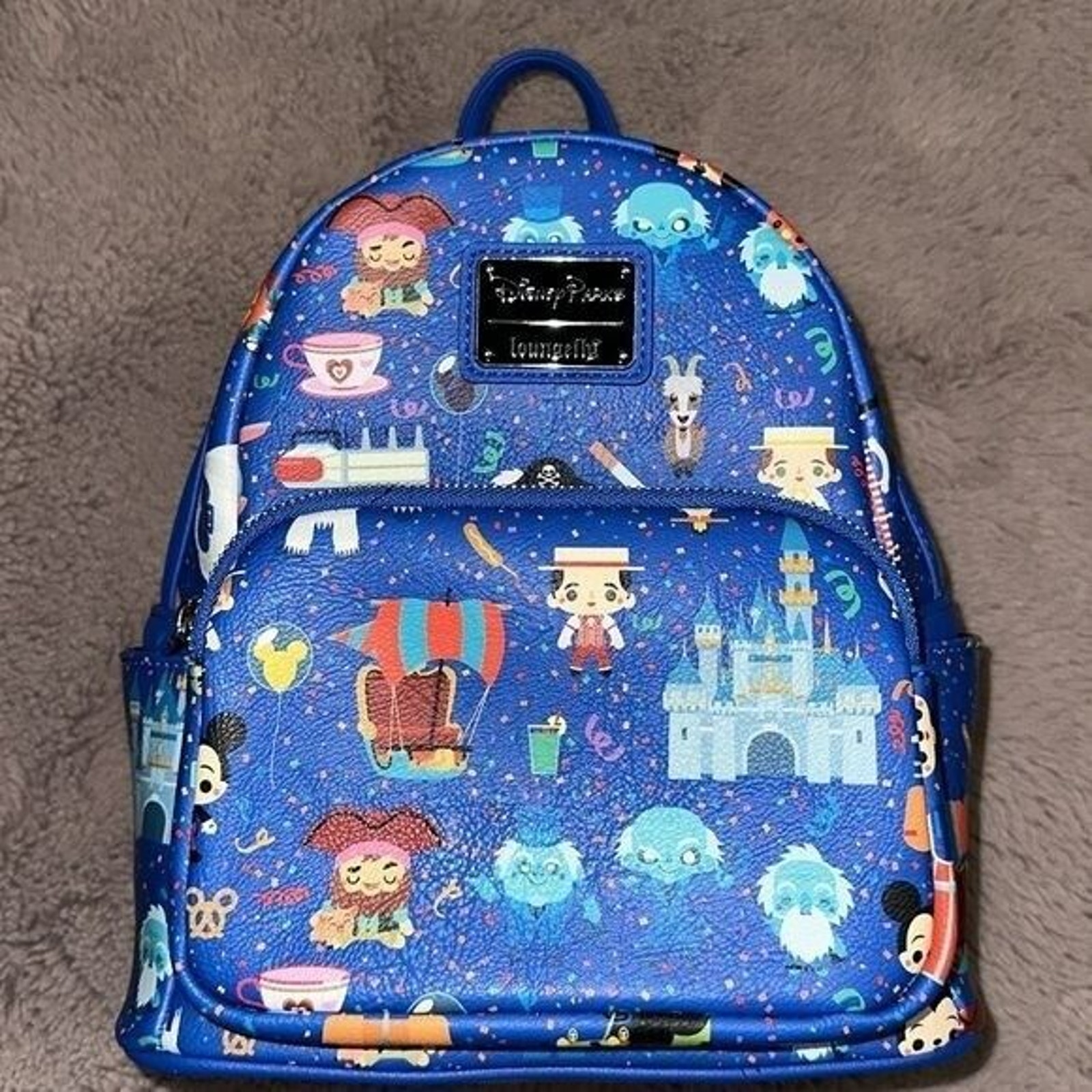Disney Parks Limited Edition Loungefly Mini Backpack Magic Kingdom Rides *Rare*