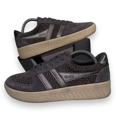 Gola Grandslam Savanna Animal Print Sneakers Grey CLB116 Women's 10