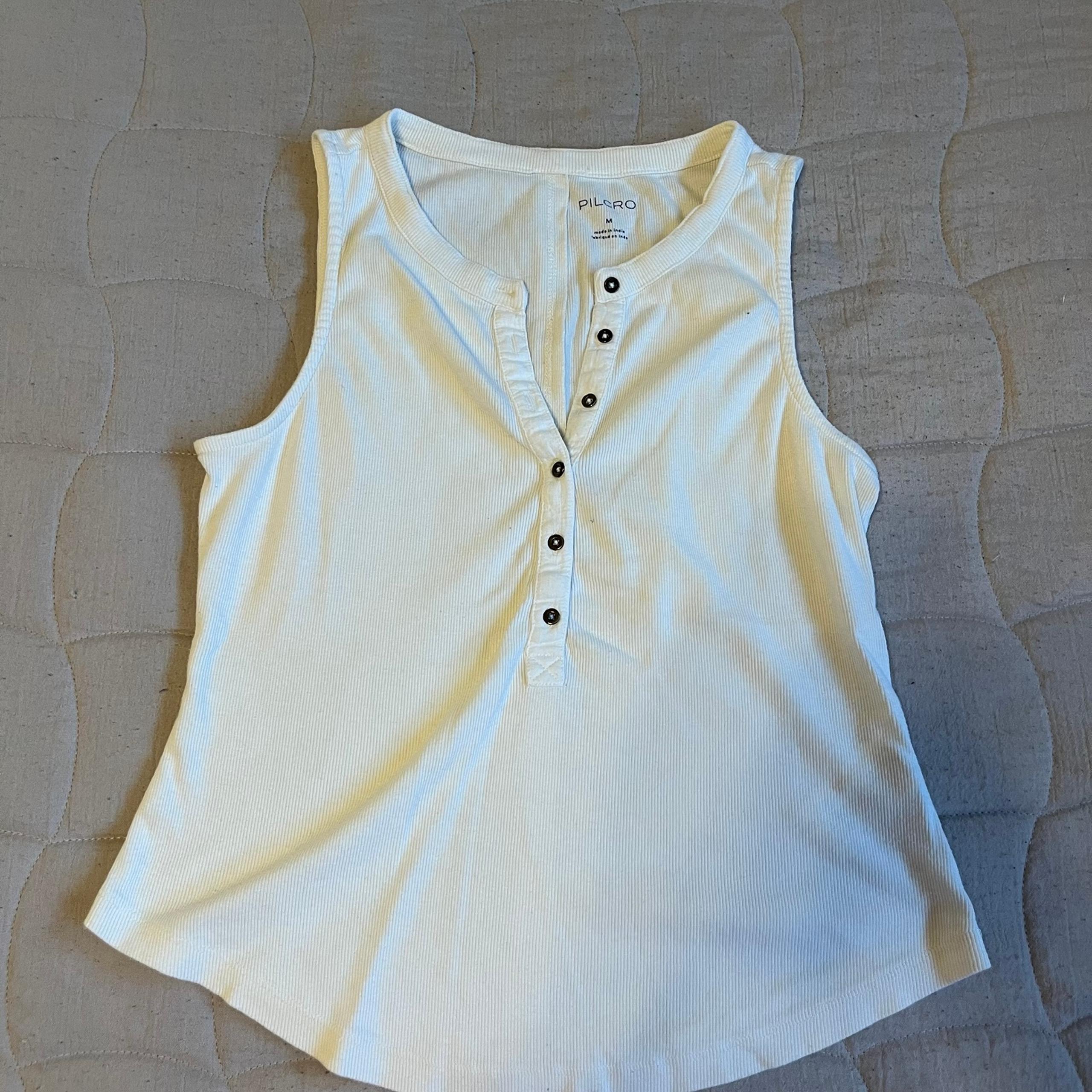 Anthropologie Pilcro White Henley Tank Top