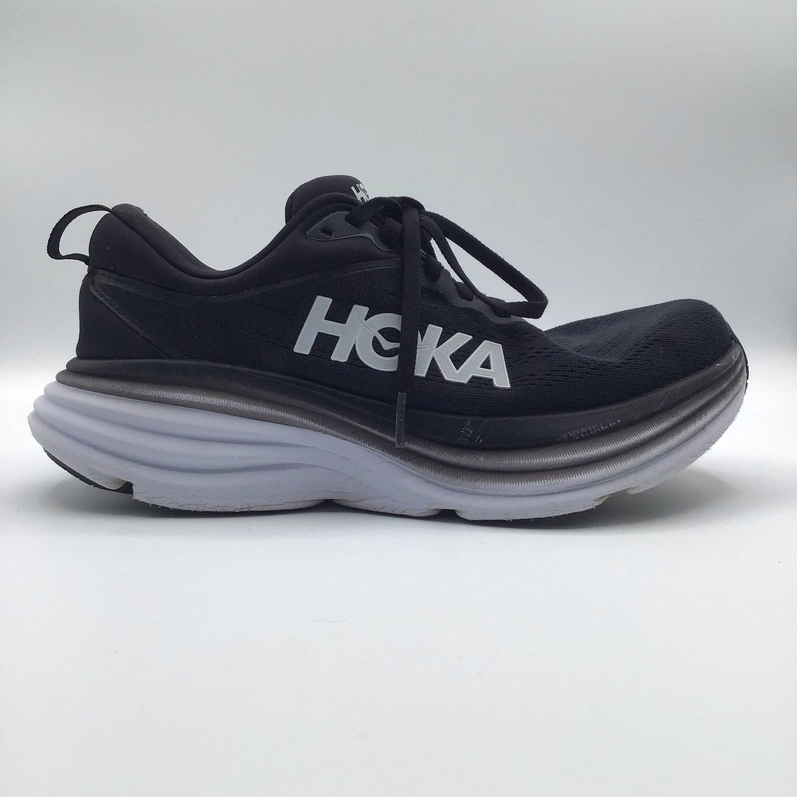 Hoka One One bondi 8 wide black white running shoes 1127954 BWHT womens 8.5