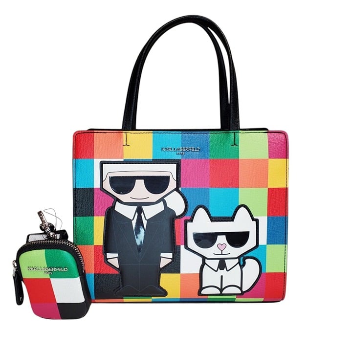 KARL LAGERFELD PARIS 228 Crossbody Satchel Coin Purse Maybelle Multicolor New