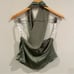 Leocé sage green satin look crossover front halter top size 10