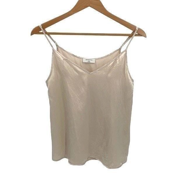 Babaton Womens V Neck Satin Pullover Camisole Tank Top Cream Size XS