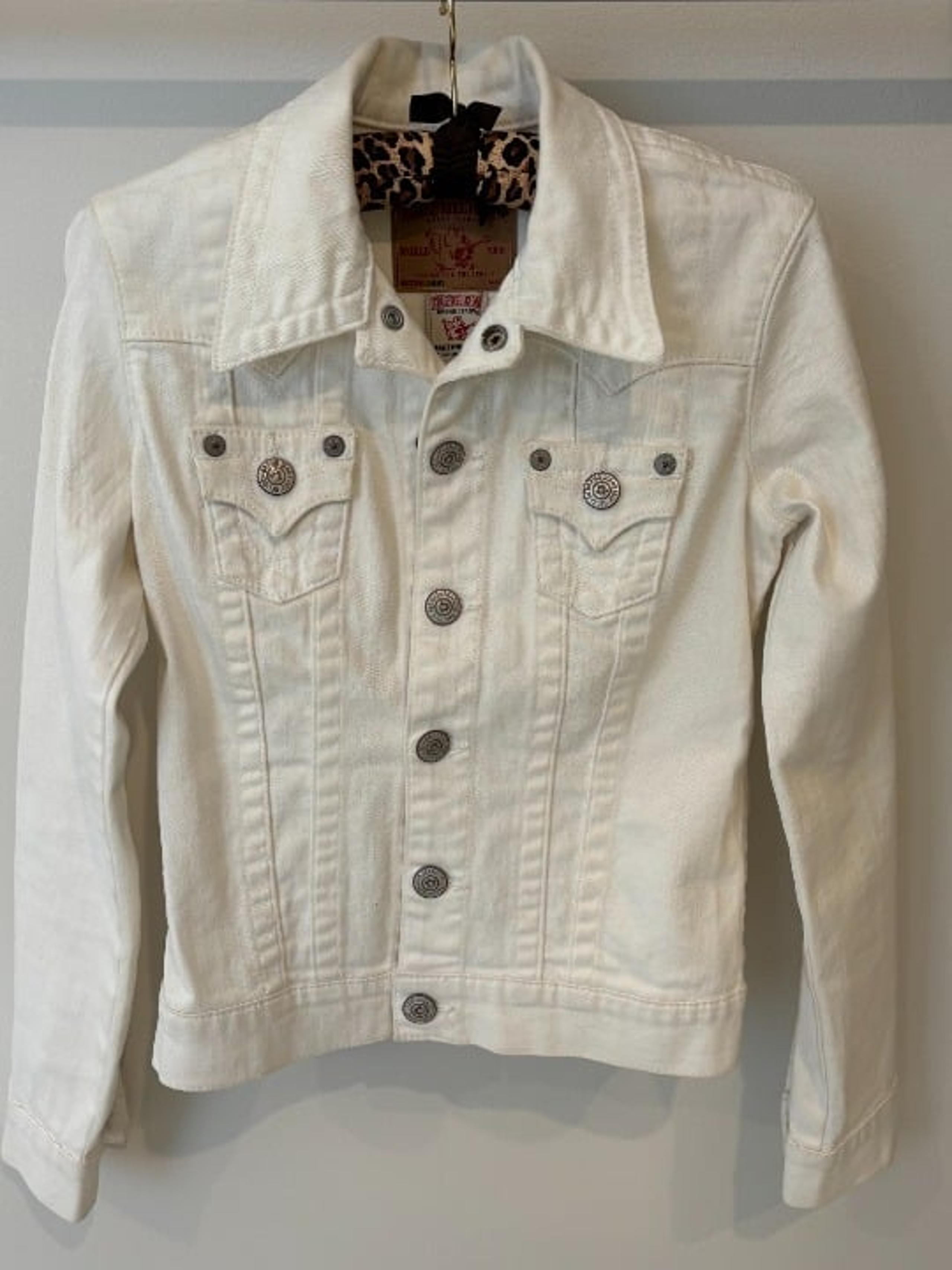 True Religion Vintage Y2K Jimmy White Denim Jacket Women's Size XS