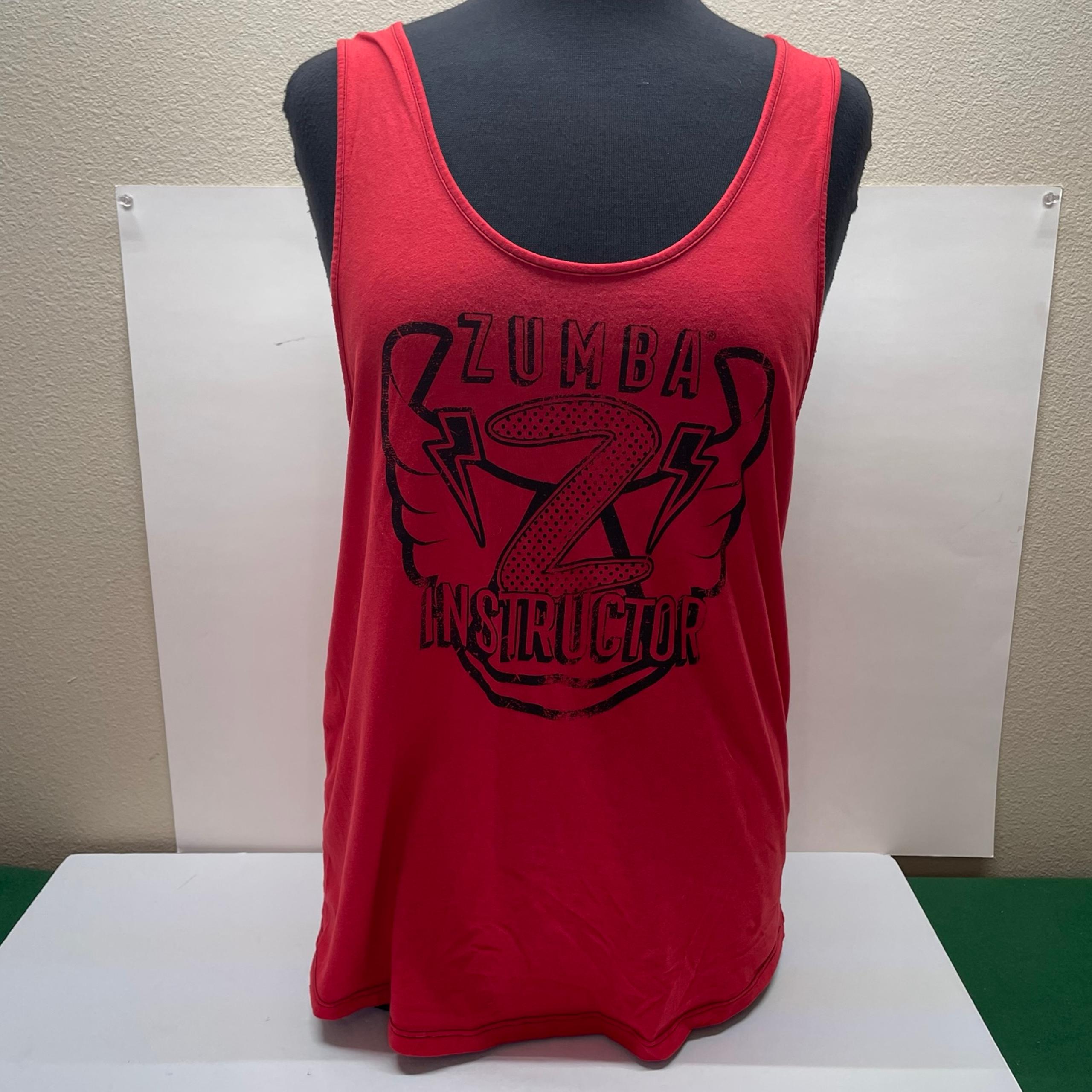 Zumba Instructor women’s athletic tank top size large - red and black
