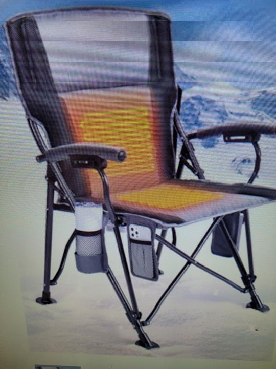 Heated Camping Chair for Adults, Heats Back and Seat, 3 Heat Levels