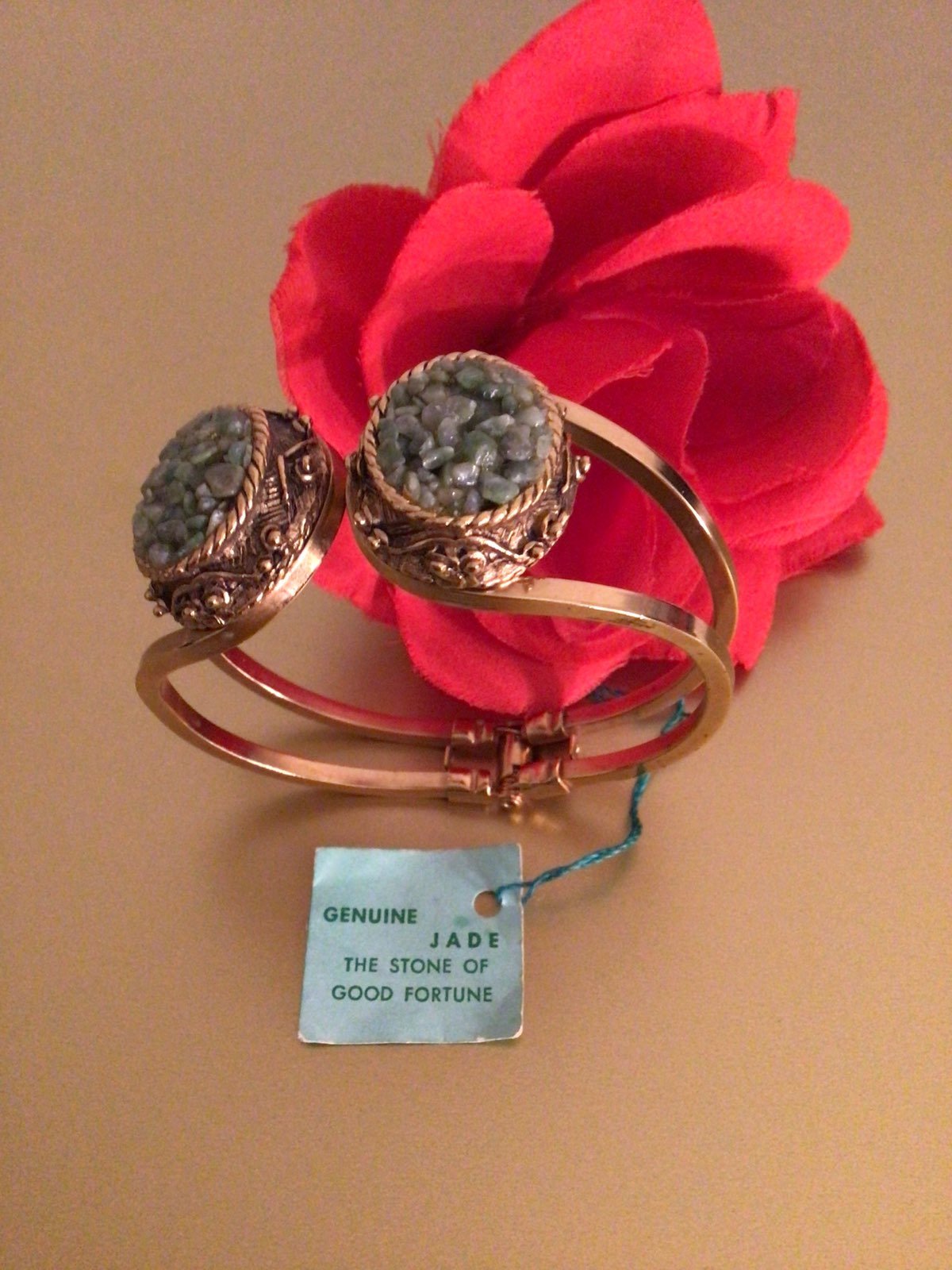 Genuine Vintage Jade Hinged Bracelet