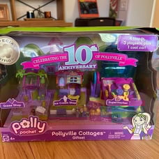 Polly Pocket 10th Anniversary Pollyville Cottages Set, 100% complete