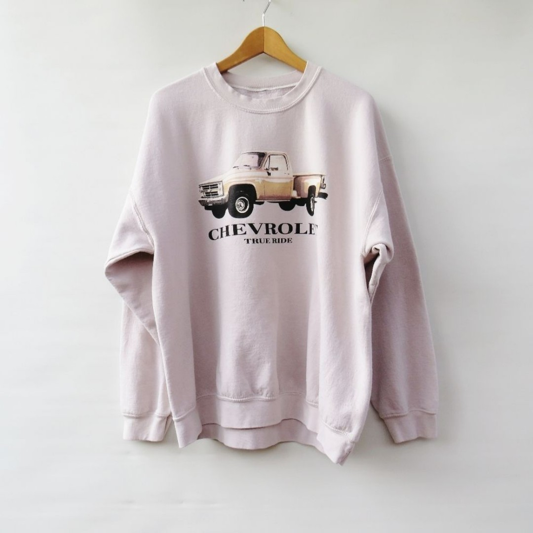 GM Chevrolet Unisex Stone Cement Gray Truck Fleece Sweatshirt Size Large