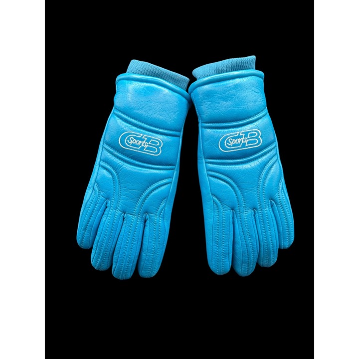 CB Sports Turquoise Leather Winter Ski Gloves Knit Cuffs & Insulation Women Sz.S