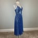 Aidan Mattox Women's Cocktail Dress Size 4 Blue Sequined Sleeveless A-Line Midi