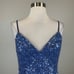 Aidan Mattox Women's Cocktail Dress Size 4 Blue Sequined Sleeveless A-Line Midi
