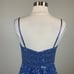 Aidan Mattox Women's Cocktail Dress Size 4 Blue Sequined Sleeveless A-Line Midi