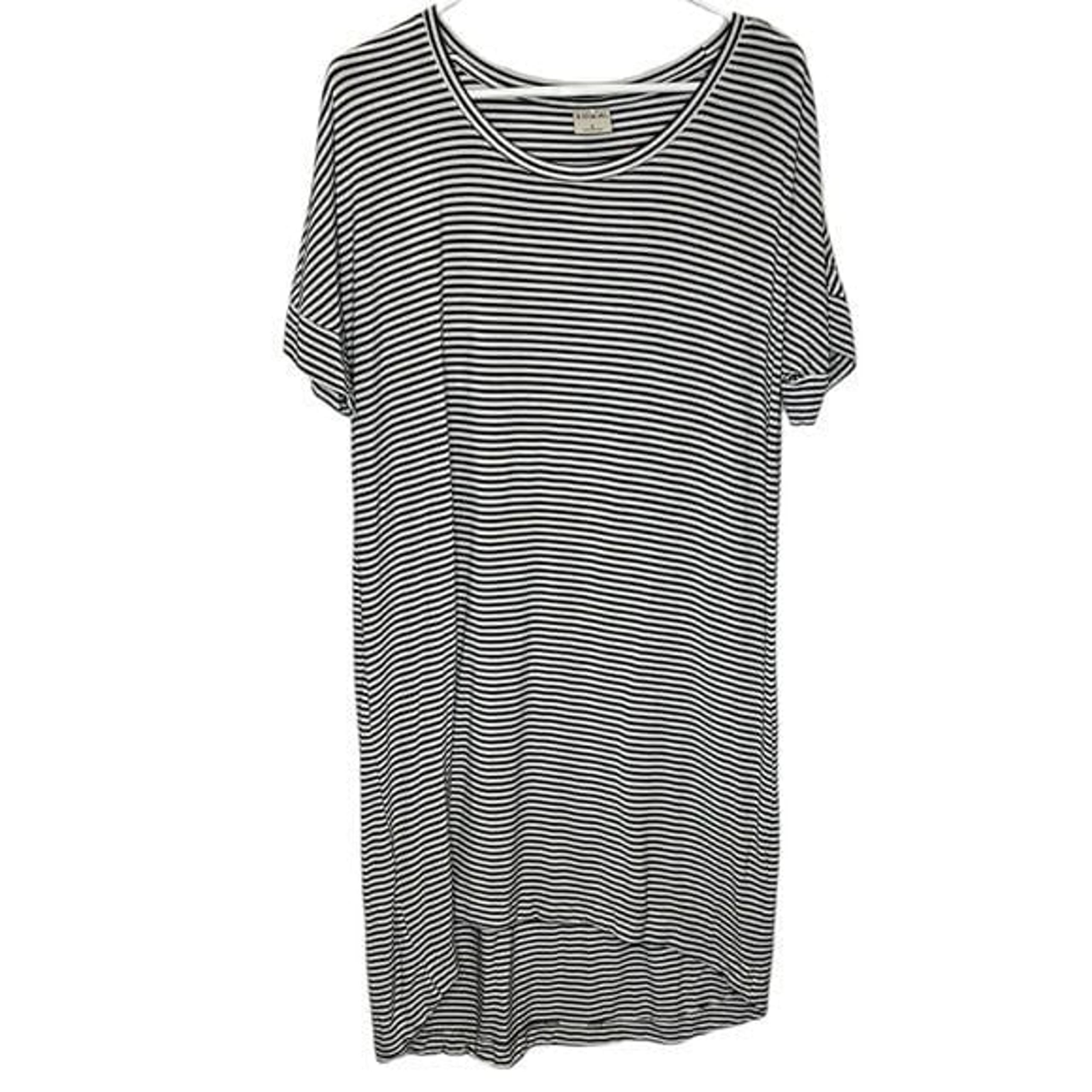 Soma Dress Women's Large Black & White Striped Short Sleeve Hi Lo Hem Casual